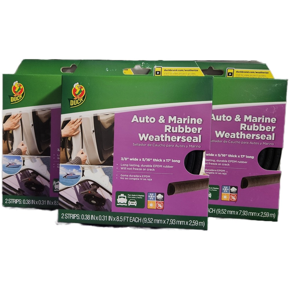 Duck Brand Auto Marine Rubber Weatherseal 3/8in x 5/16in x 17ft  EPDM 3 Pack
